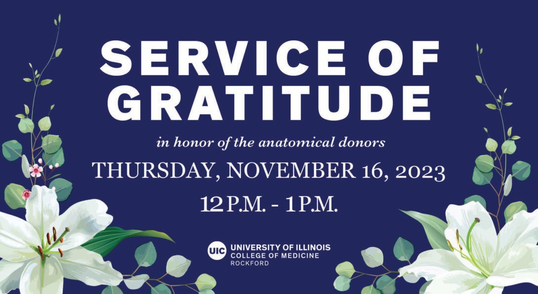 Service of Gratitude in honor of the anatomical donors Thursday, November 16, 2023, 12-1 p.m.