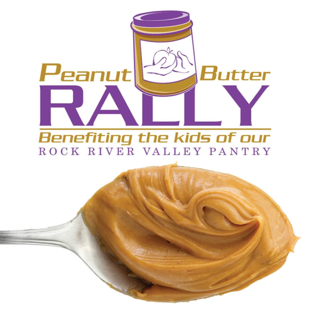 Peanut butter on a spoon for the PB Rally to benefit the kids of the Rock River Valley pantry
