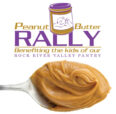 Peanut butter on a spoon for the PB Rally to benefti the kids of the Rock River Valley pantry