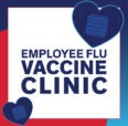 employee flu vaccine clinic with blue heart band-aids