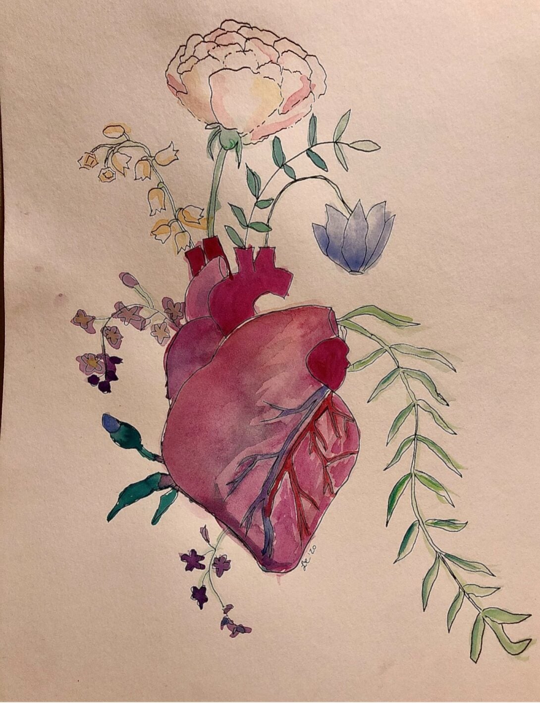 Heart painting with plants