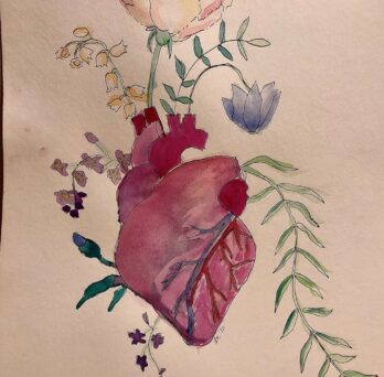 Heart painting with plants 